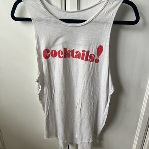 Grayson Threads White Muscle Tank with Red "Cocktails!" Print